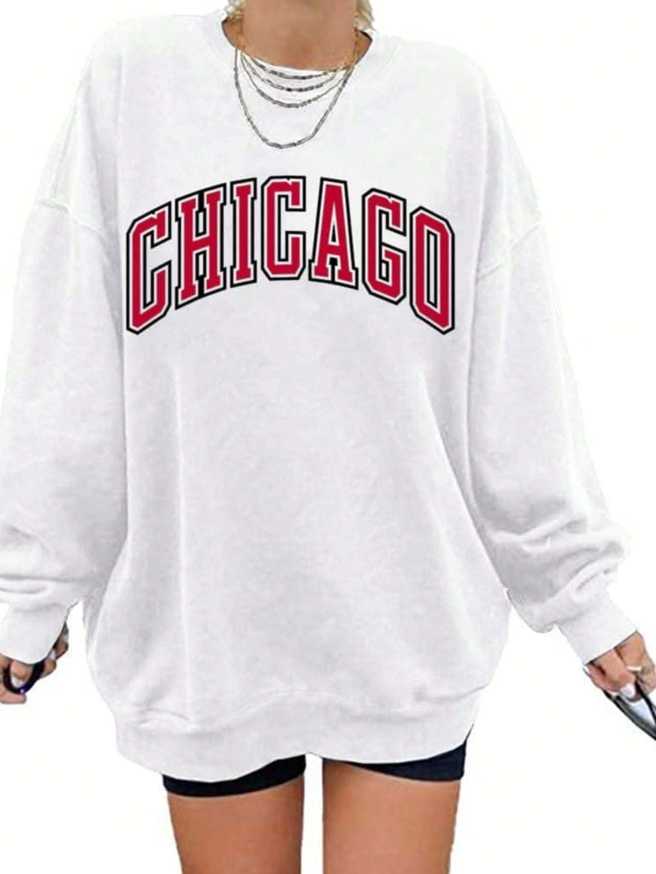 Langwyqu Women's Oversized Sweatshirt Los Angeles California Crewneck Long Sleeve Casual Loose Pullover Tops
