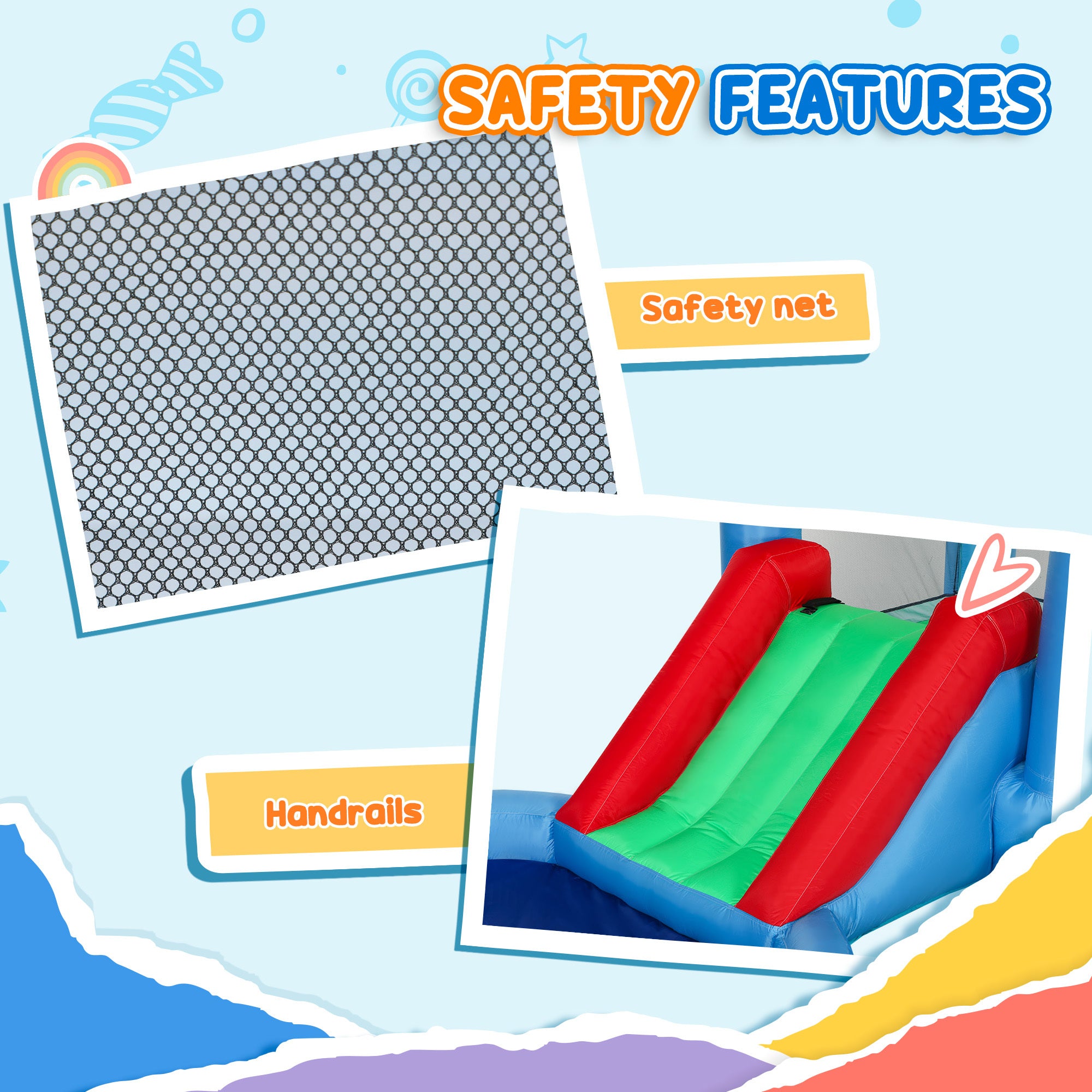 4 In 1 Inflatable Bounce House With Slide, Basketball Hoop, Ball Pit, 370W Blower, Storage Bag, 163 X 81 X 75