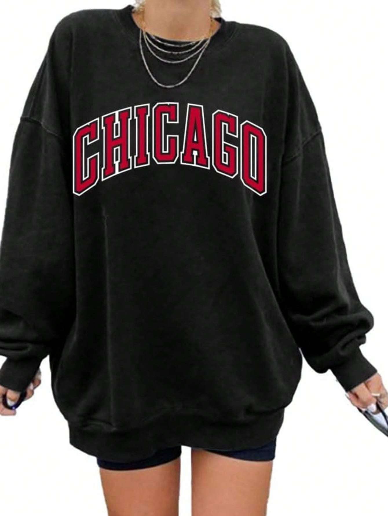 Langwyqu Women's Oversized Sweatshirt Los Angeles California Crewneck Long Sleeve Casual Loose Pullover Tops